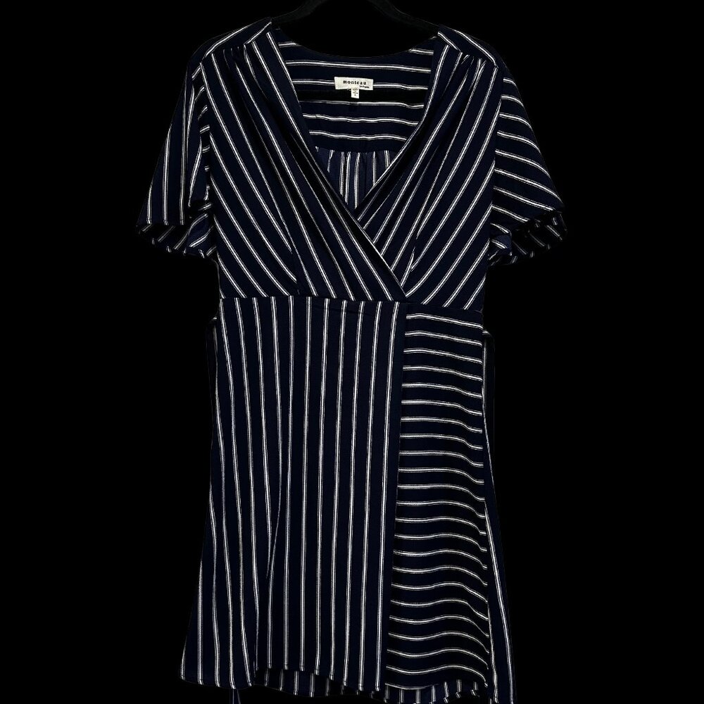 Monteau Dress, Navy blue and white, Size L